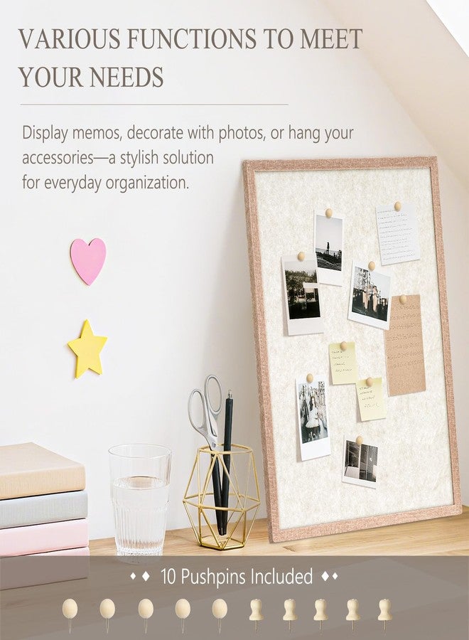 DOLLAR BOSS Felt Framed Bulletin Board 16'' x12'' 1PC Small Cork Boards for Walls Cute Lightweight Aesthetic Corkboard for Office Home Decor College Dorm Room Photo Display with 10 Pins, Beige - Image 3