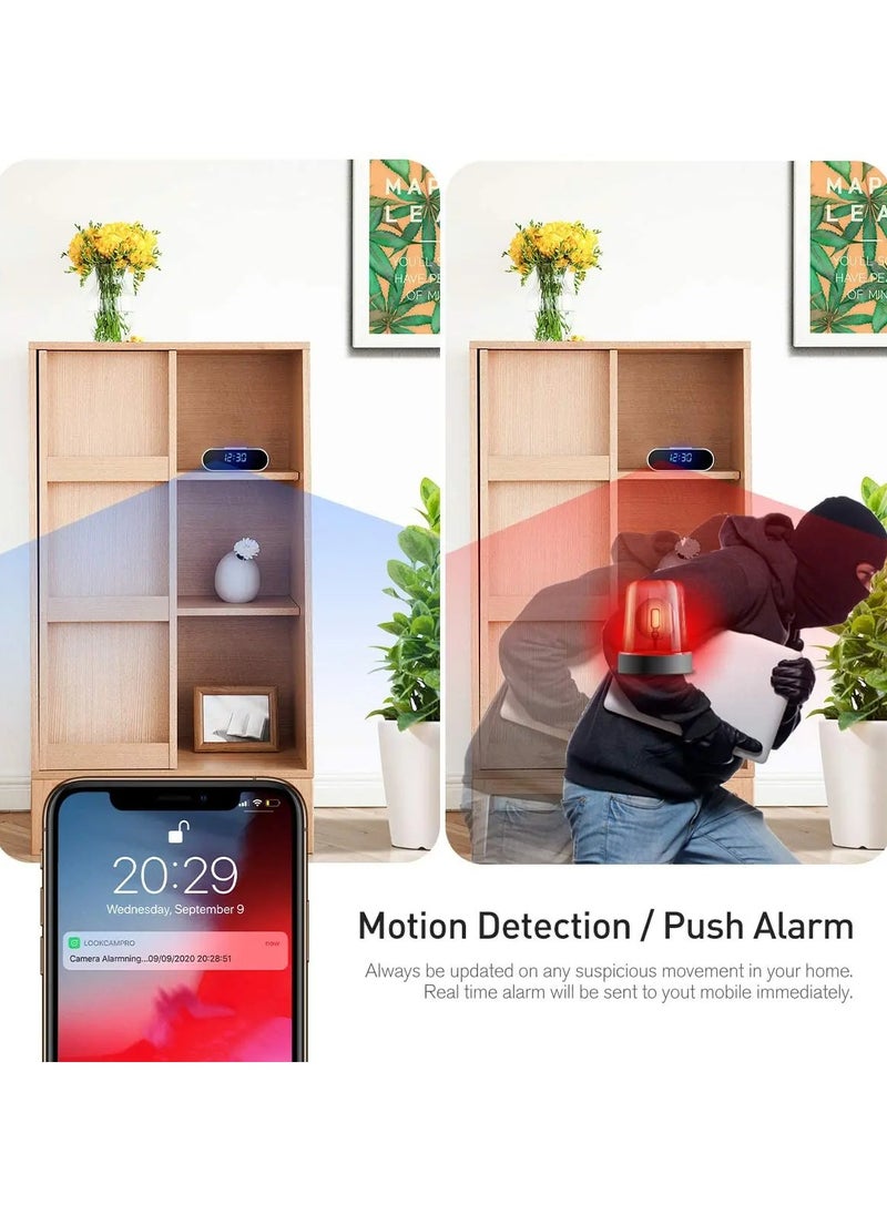 Mini Camera Clock Hd Wifi Control Secret Ir Night Vision View Alarm Dvr Camcorder Recorder Home Surveillance Security Camera