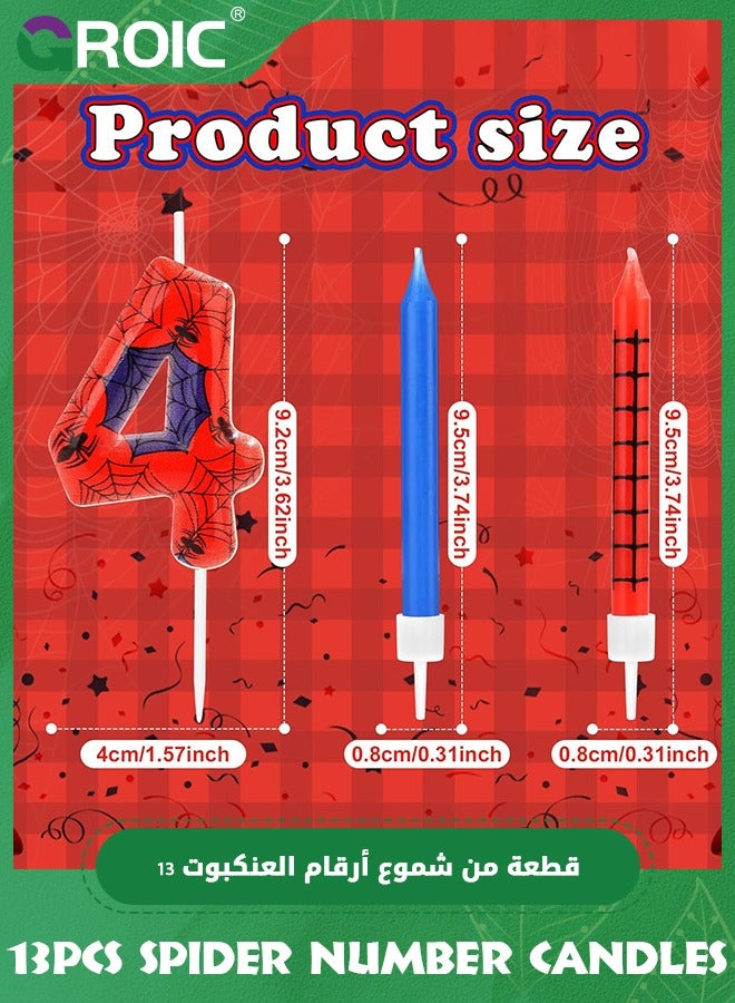 GROIC 13pcs Spider Web Birthday Candles, Number Birthday Candles for Kids ​Birthday Party Spider Theme Decorations, Cake Candles Cake Topper Candle, Candle Number for Birthday Party Supplies (4) - Image 2