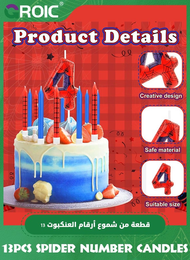 GROIC 13pcs Spider Web Birthday Candles, Number Birthday Candles for Kids ​Birthday Party Spider Theme Decorations, Cake Candles Cake Topper Candle, Candle Number for Birthday Party Supplies (4) - Image 3