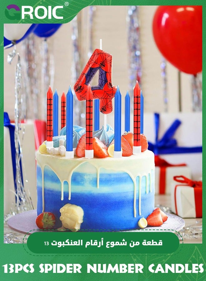 GROIC 13pcs Spider Web Birthday Candles, Number Birthday Candles for Kids ​Birthday Party Spider Theme Decorations, Cake Candles Cake Topper Candle, Candle Number for Birthday Party Supplies (4) - Image 4