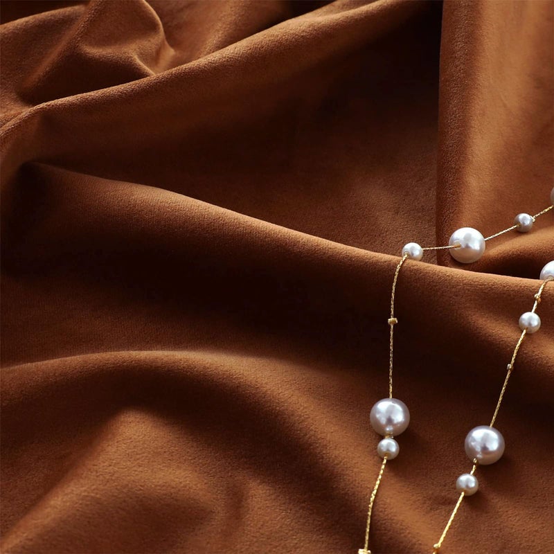 Timeper Small Window Velvet Curtains - Burnt Orange 63 Inches Soft Drapes For Bedroom/Living Room/Dining Trade Short Backdrop  Rod Pocket Back Tab  Burnt Orange  W52 X L63 Inches  2 Panels - Image 5