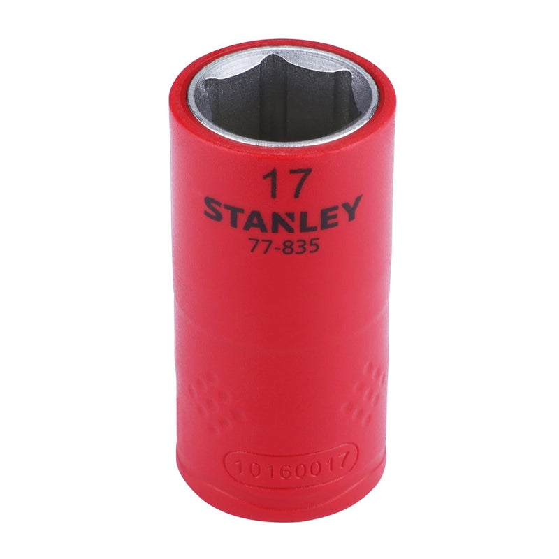 STANLEY STMT7783523B 12 VDE Insulated Metric Socket 17mm Ideal For Repair Of Electric Vehicles Red - Image 1