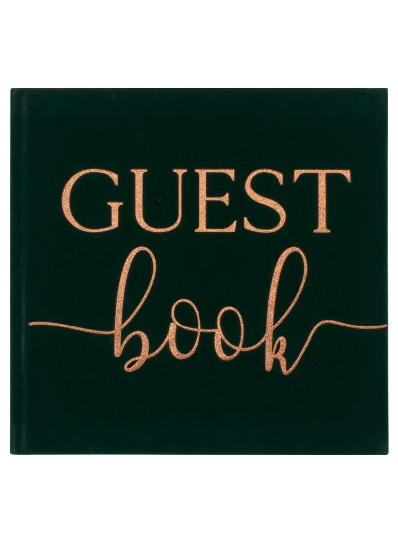 Ginger Ray Green Velvet Bronze Foiled Guest Book