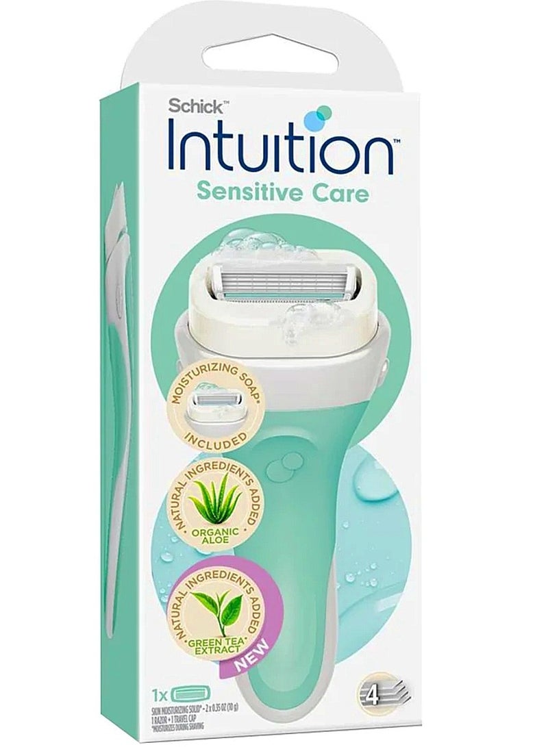 شيك ماكينة حلاقة إنتويشن للعناية بالبشرة الحساسة مع مجموعة شفرات أخضر 10جرام - Image 1