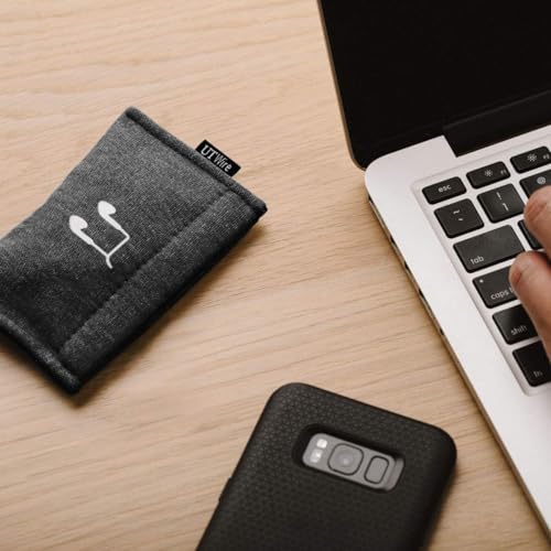 UT Wire [2 Pack Pocket Snap & Store Earphone Case Pouch, Black with Solid Grey Interior - Image 2