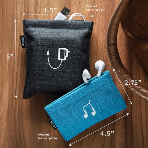 UT Wire [2 Pack Pocket Snap & Store Earphone Case Pouch, Black with Solid Grey Interior - Image 5