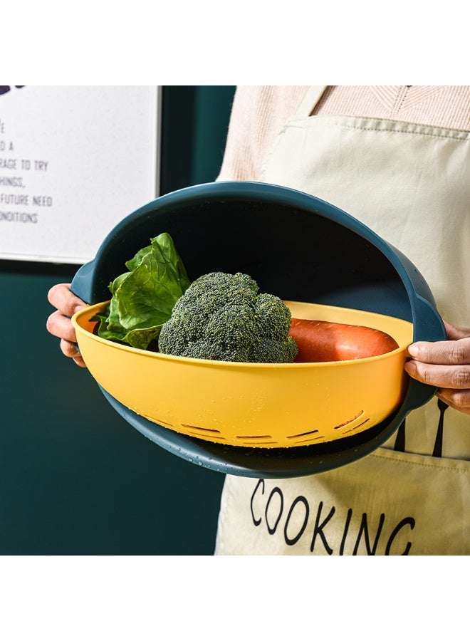 Marcolo Colander with Bowl Set – 2-in-1 Kitchen Strainer & Mixing Bowl | Teal/Yellow - Image 2
