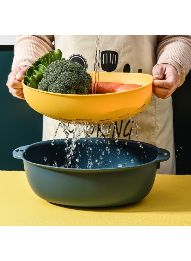 Marcolo Colander with Bowl Set – 2-in-1 Kitchen Strainer & Mixing Bowl | Teal/Yellow - Image 1