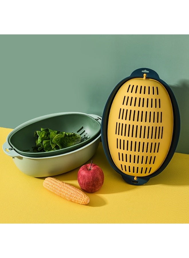 Marcolo Colander with Bowl Set – 2-in-1 Kitchen Strainer & Mixing Bowl | Teal/Yellow - Image 3