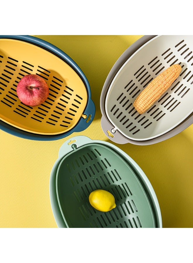 Marcolo Colander with Bowl Set – 2-in-1 Kitchen Strainer & Mixing Bowl | Teal/Yellow - Image 4