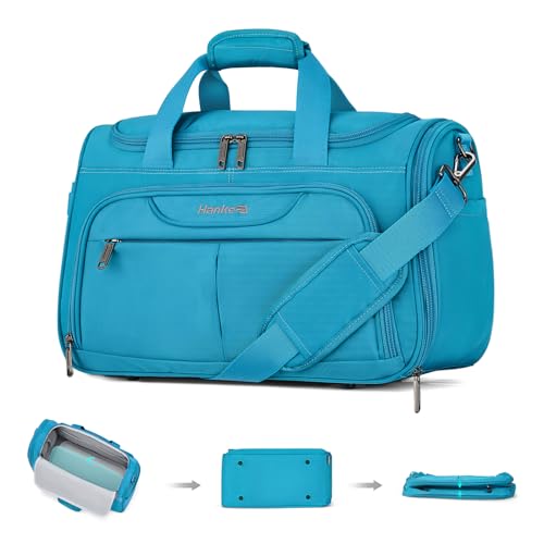 Hanke Foldable Underseat Carry On luggage Bag Travel Tote Bag for Women Men Personal Item Travel Bag Softside Lightweight Luggage Bags for Travel Flight Crew Overnight WeekenderCaribbean Blue - Image 1