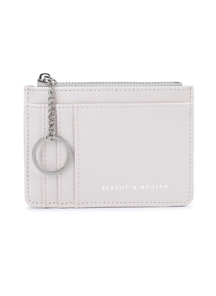 xozgdovg Silver cross card bag Women's mini keychain multi-card coin purse 