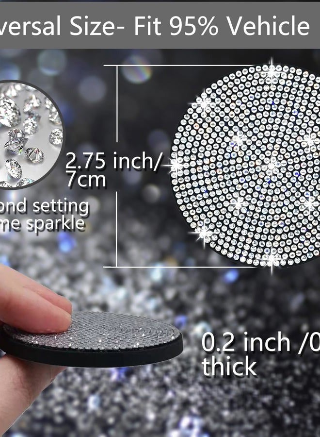 NBTEPEM 2pcs Bling Car Cup Holder Coaster, 2.75 inch Anti-Slip Shockproof Universal Fashion Coasters Insert Crystal Rhinestone Automotive Interior Accessories for Women (2 pcs, White) - Image 2