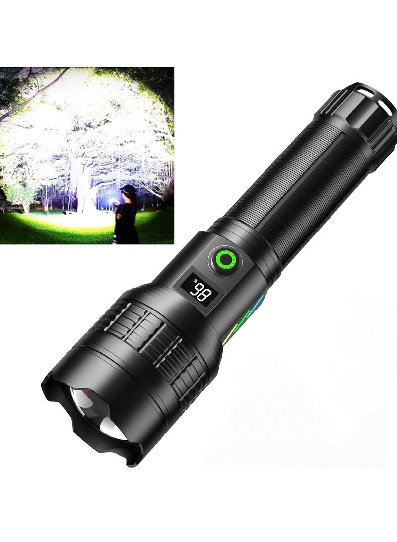 YQbest مصباح يدوي LED قابل لإعادة الشحن 90000 لومن عالي، ضوء Torch مقاوم للماء IPX6، مصابيح Torch سريعة الشحن من نوع C بـ 6 أوضاع، مصابيح قابلة للتكبير للتخييم والمشي في الطبيعة والطوارئ - Image 1