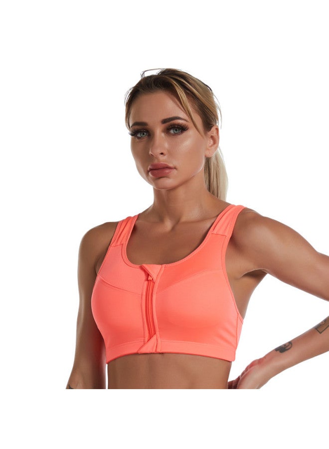 Front Zipper Sports Bra No Rings Gather Yoga Fitness Shockproof Running Women's Underwear Beautiful Large Size Vest