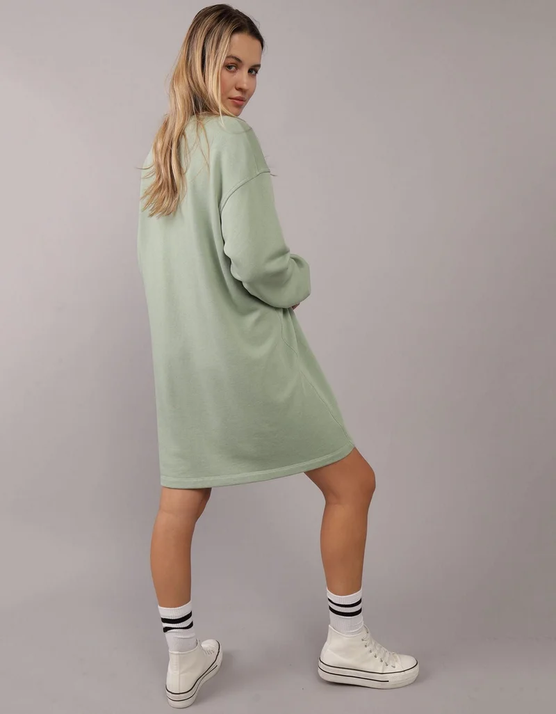 امريكان ايجل فستان ميني من الفليس بتصميم سويت شيرت مزين بطبعات