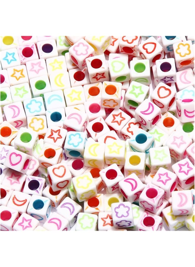 SL 200PCS Round Plate Acrylic Spacer Beads Square Mixed Star Love Heart Beads for Jewelry Making DIY Handmade Bracelet Necklace YC826 (Color : B08094 6MM) - Image 1