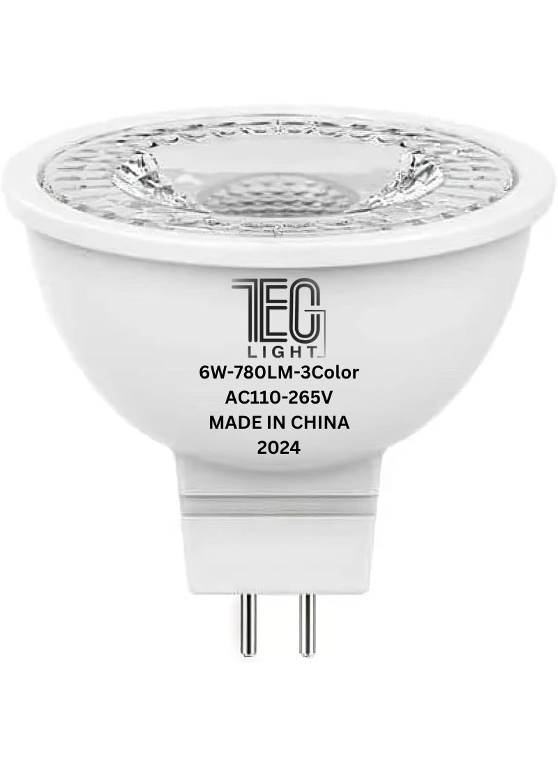 Fork LED Bulb 3Color 6W actual , 780 Lumens , GU5.3 with 5 Year Warranty by TEC Light Modern Lighting.