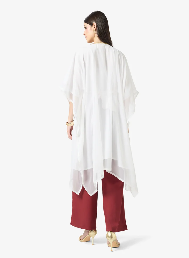 ارابيان كلوزيت Gold Embroidered V-Neckline Kaftan