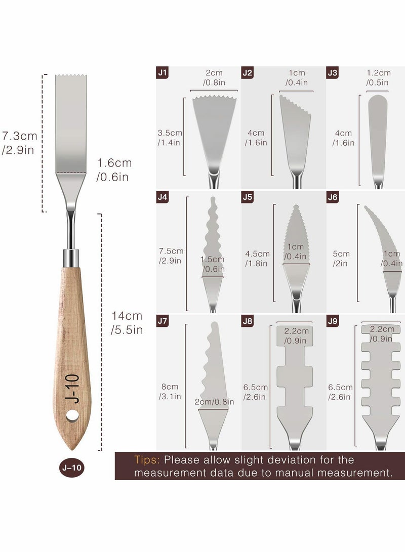 10 Piece Stainless Steel Palette Knife Set for Art, Flexible Tools with Wooden Handle for Oil and Acrylic Painting, Color Mixing and Texture Creation - Image 4