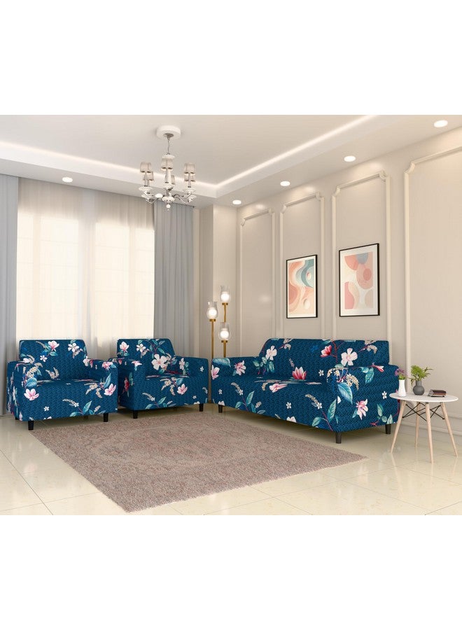 Furshine® Sofa Cover 3 Seater and 2 Seater Fully Covered Universal 5 Seater Sofa Cover Non-Slip Sticky Elastic Stretchable Sofa Set Slipcover Protector (Blue Lotus, Five Seater (3+1+1)) - Image 1