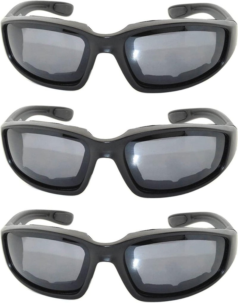 OWL 3 Pack Motorcycle Riding Glasses, Padded Sport Sunglasses, Assorted Colors for Men and Women - Image 2