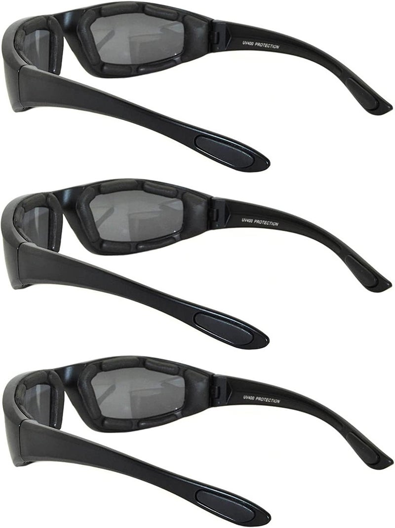 OWL 3 Pack Motorcycle Riding Glasses, Padded Sport Sunglasses, Assorted Colors for Men and Women - Image 3