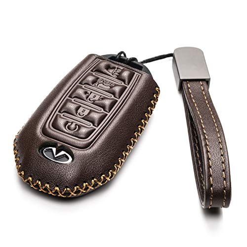 Vitodeco Leather Smart Key Fob Case Cover Protector Compatible for 2018 - 2025 Infiniti QX60, QX50, 2022 - 2023 Infiniti Q50, Q60, 2023-2025 Infiniti QX55 (5-Button, Brown) - Image 2
