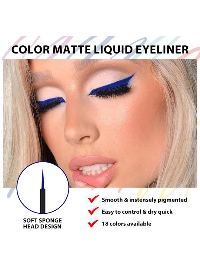 evpct 1Pcs Dark Blue Liquid Eyeliner Waterproof Dark Blue Eye Liners For Women, Eyes Wing Eyeliner Stamps Shapes Colored Eyeliner Delineador De Ojos A Prueba De Agua Contra El Agua Blanco Para Ojos - Image 2