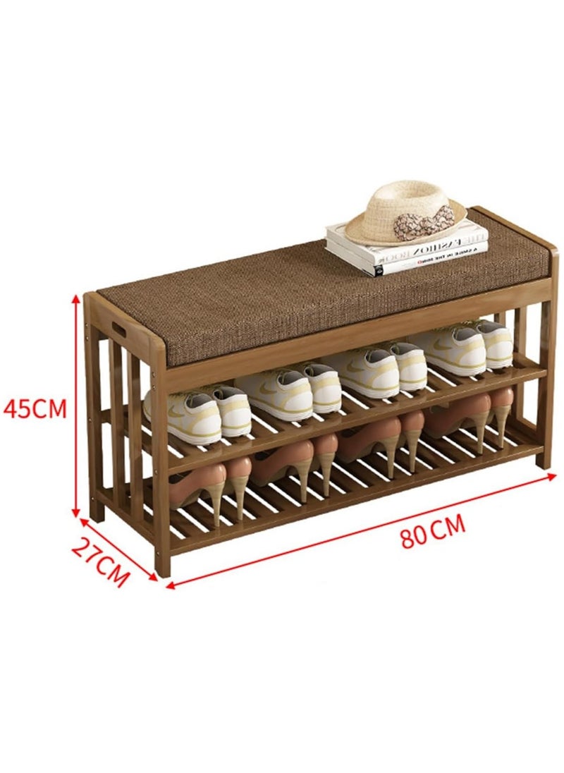 Shoe Rack Bench with Upholstered Padded Seat Shoe Storage Shelf