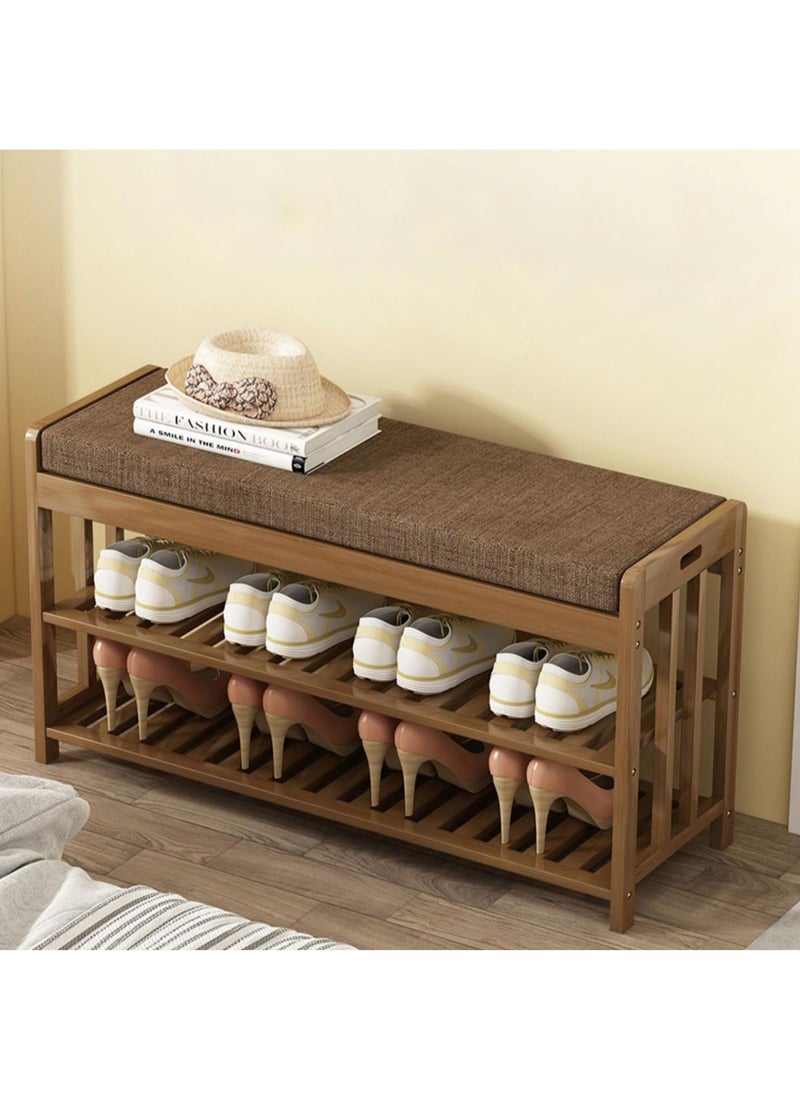 Shoe Rack Bench with Upholstered Padded Seat Shoe Storage Shelf