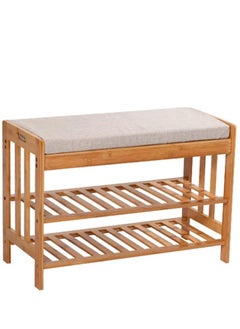 TOMSUN Shoe Rack Bench with Upholstered Padded Seat Shoe Storage Shelf