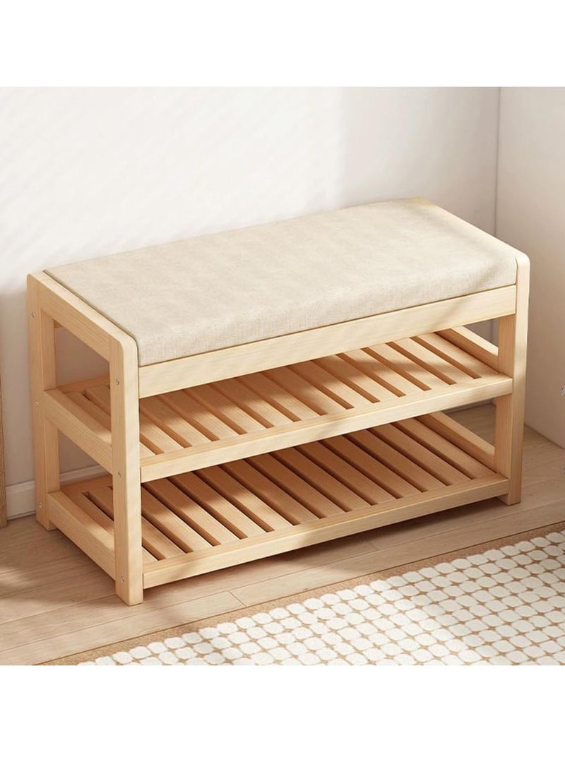 HOME TASTE - TOMSUN Shoe Rack Bench with Upholstered Padded Seat Shoe Storage Shelf - Image 1