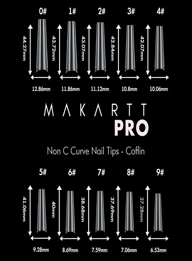 MakarttPro أطراف أظافر ماكارت برو غير منحنية على شكل حرف C، نصف تغطية، 460 قطعة، أطراف أظافر شفافة على شكل نعش، أطراف أظافر صناعية بلاستيكية متينة للأظافر المسطحة، مثالية للمبتدئين والمحترفين - Image 2
