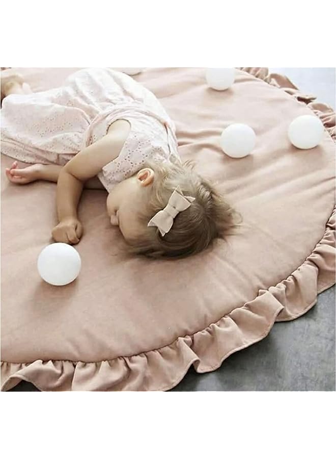 PROMASS Cotton Play Mat Soft Crawling Mat White Detachable Washable Game Blanket Floor Playmate Kids Infant Child Activity Round Rug Home Room Decor Upholstered Crawling Play Bedroom Decor,pink - Image 4