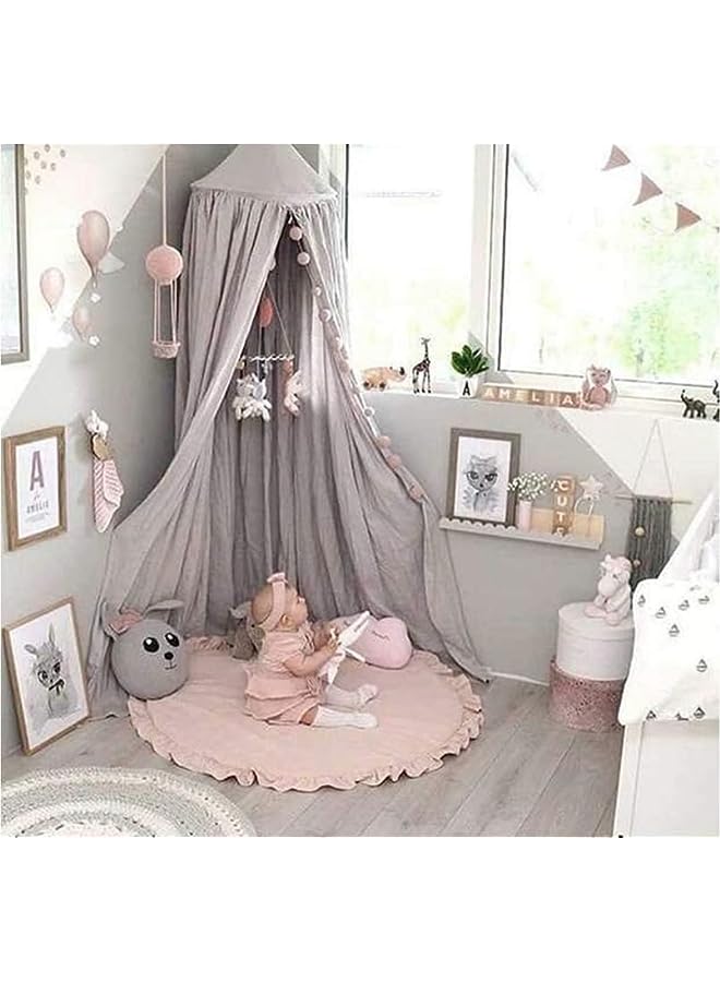 PROMASS Cotton Play Mat Soft Crawling Mat White Detachable Washable Game Blanket Floor Playmate Kids Infant Child Activity Round Rug Home Room Decor Upholstered Crawling Play Bedroom Decor,pink - Image 3