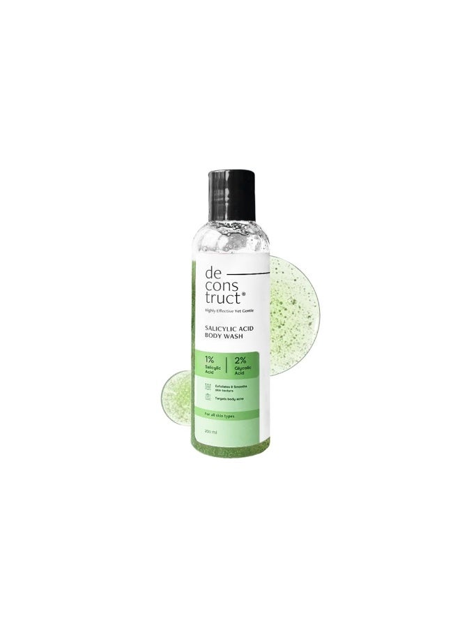 Deconstruct 1% Salicylic Acid Body Wash with 2% Glycolic Acid | Prevents Body Acne, Rough & Bumpy skin | Deeply cleanses skin | Shower gel for Women & Men- 200ml - Image 1