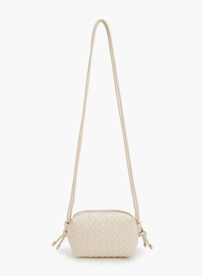 Flora Bella By Shoexpress Textured Crossbody Bag with Sling Handle and Zip Closure