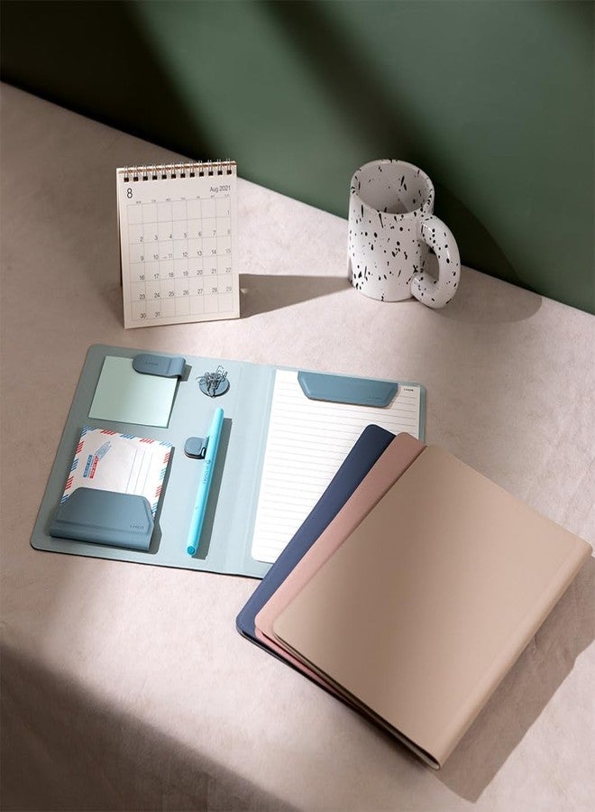 LHiDS Creative Magnetic Business Portfolio Lite Resume Padfolio Organizer with Clipboard, Paper Clip, Writing Pad, Pen/Card Holder, Magnetic Closure for Work, School and More (Sky Blue, A5) - Image 2