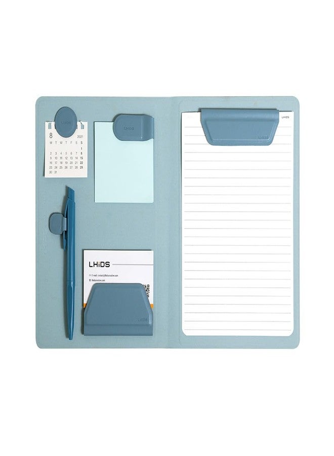 LHiDS Creative Magnetic Business Portfolio Lite Resume Padfolio Organizer with Clipboard, Paper Clip, Writing Pad, Pen/Card Holder, Magnetic Closure for Work, School and More (Sky Blue, A5) - Image 1