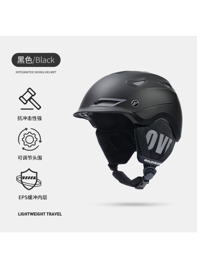 Tk03 Black Head Circumference Adjustable Professional Ski Helmet Outdoor Bicycle Riding Windproof Ear Protection Integrated Sports Helmet