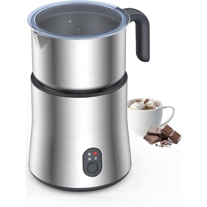 NALACAL مكشوف وبخار حليب 4In1 قابل للفصل، ماكينة شوكولاتة ساخنة كهربائية 500 مل وسخان حليب كهربائي مع رغوة باردة ساخنة، آمن في غسالة الصحون للقهوة، لاتيه كابتشينو ماتشا - Image 1