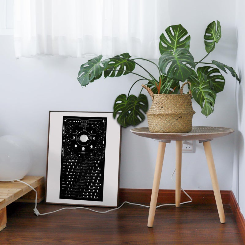 windrio Moon Calendar 2026 Lunar Phases, Hangable MoonLight Wall Poster, Full Moon Tracker Wall Art, Moon Lover Gifts, Astrology Decorations, and Celestial Calendar, Black - Image 5