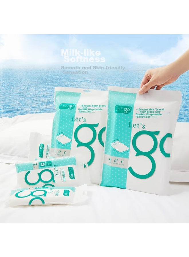 Free Go Freego Disposable Bed Sheet, Duvet Cover, Pillowcase, Thickened Four-piece Set For Business Trips, Travel, Hotels, And Guesthouses, Hygienic Protection - Image 5