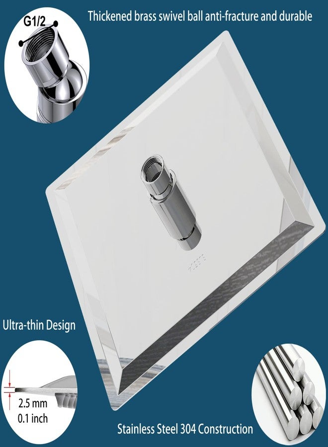 Katezon Rain Shower head, High Flow Stainless Steel Square Rainfall ShowerHead, Waterfall Bath Shower Body Covering, Ceiling or Wall Mount (10" Chrome Finish) - Image 2