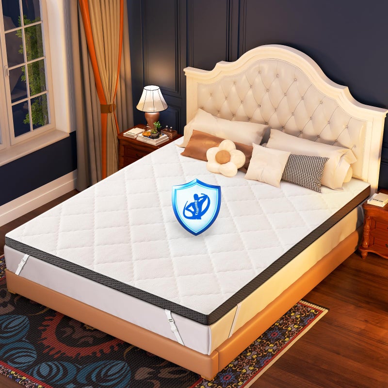 Glendan Twin-XL Firm Mattress Topper: 3 Inch High Density Foam - Extra Support Mattress Pad for Pain Relief - Breathable Washable Cover with Anti-Slip Straps - CertiPUR-US Oeko-Tex Certified 80x38 - Image 1