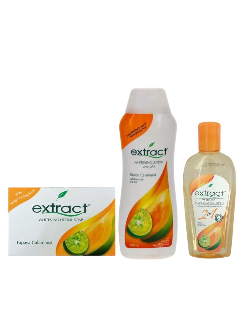 لوشن تبييض وصابون وتونر بخلاصة البابايا كالامانسي، 200 مل