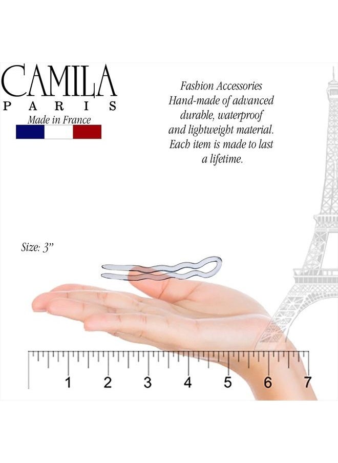 CAMILA - Paris AD824 French Twist Stick Hair Fork, 2 Medium Wavy U Shaped Hair Pin Clip for Spiral Updo and Bun, Tortoise Shell, Fashion Flexible Styling Hair Accessories for Women, Made in France - Image 1
