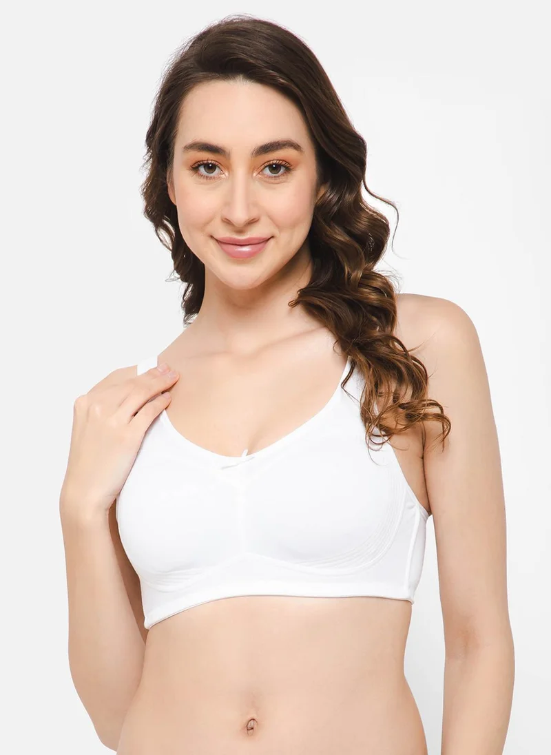 كلوفيا Clovia Non-Padded Non-Wired Full Figure Bra in White - Cotton
